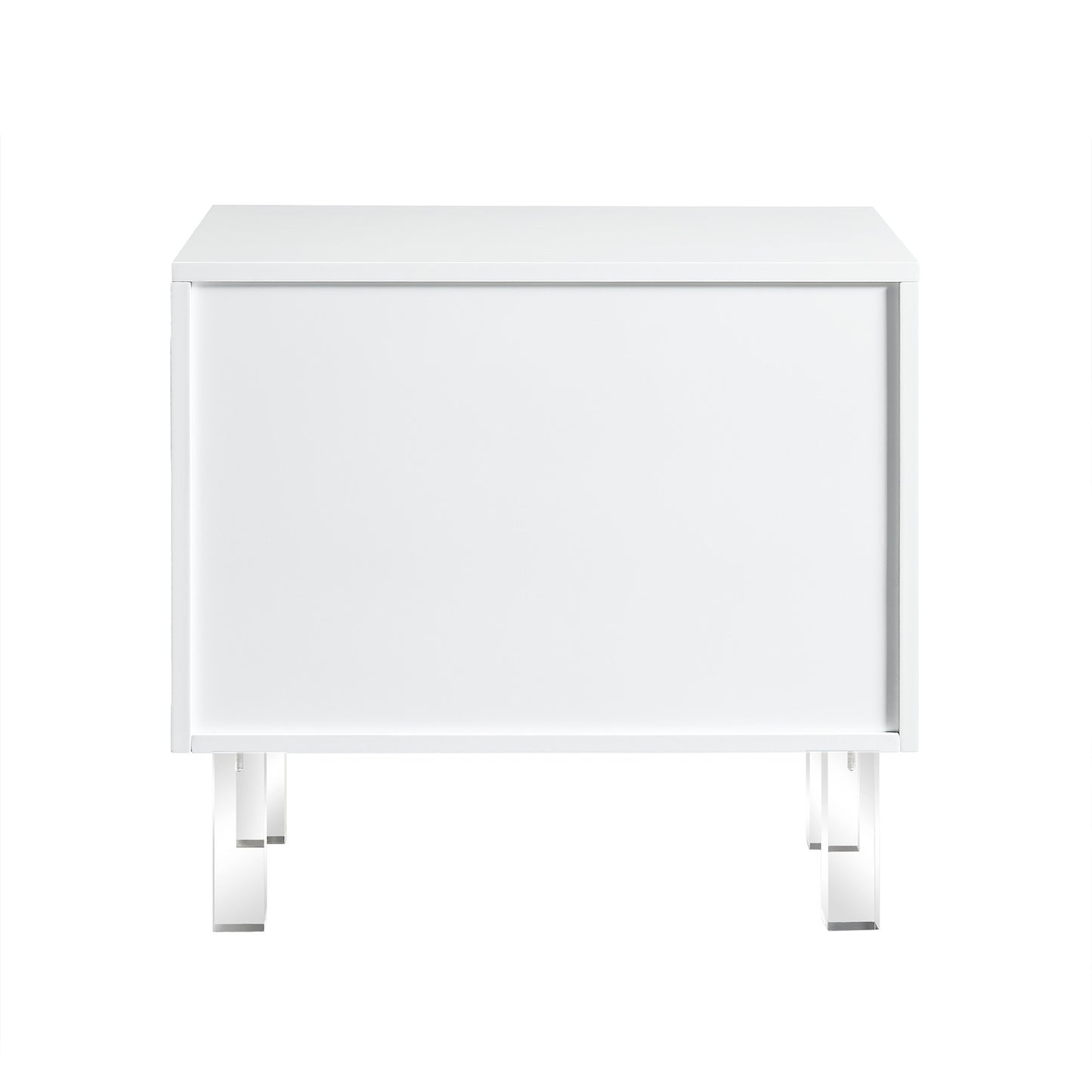 24" White and Clear Wood and Acrylic End Table With Two Drawers-3