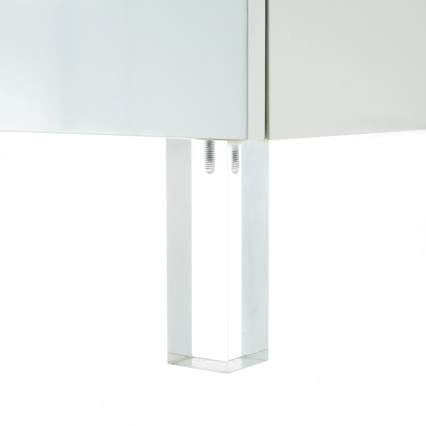 24" White and Clear Wood and Acrylic End Table With Two Drawers-4