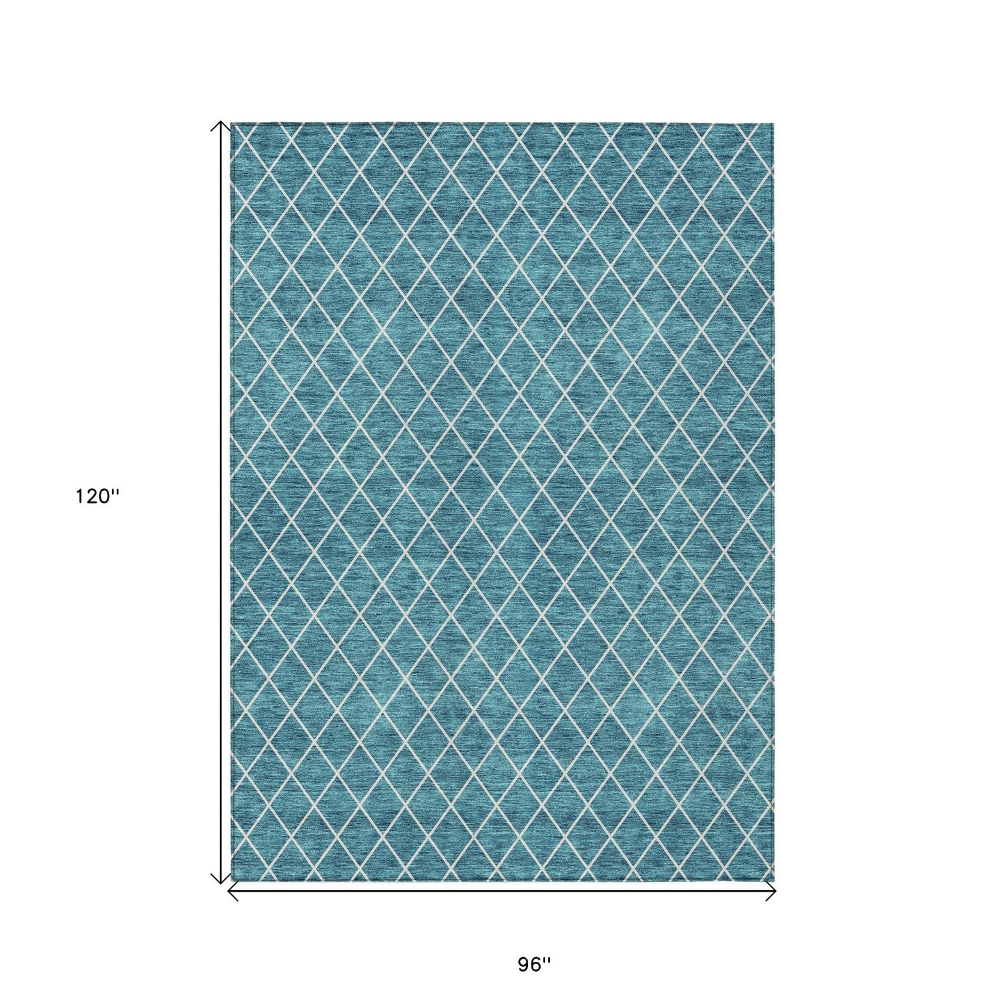 8' X 10' Teal Blue And Ivory Geometric Washable Indoor Outdoor Area Rug-2