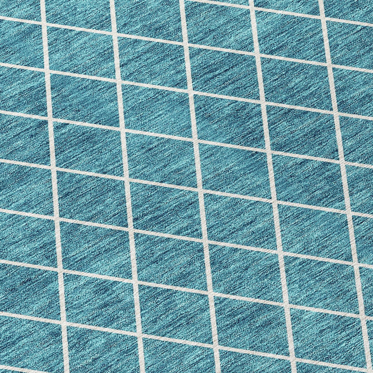 8' X 10' Teal Blue And Ivory Geometric Washable Indoor Outdoor Area Rug-4