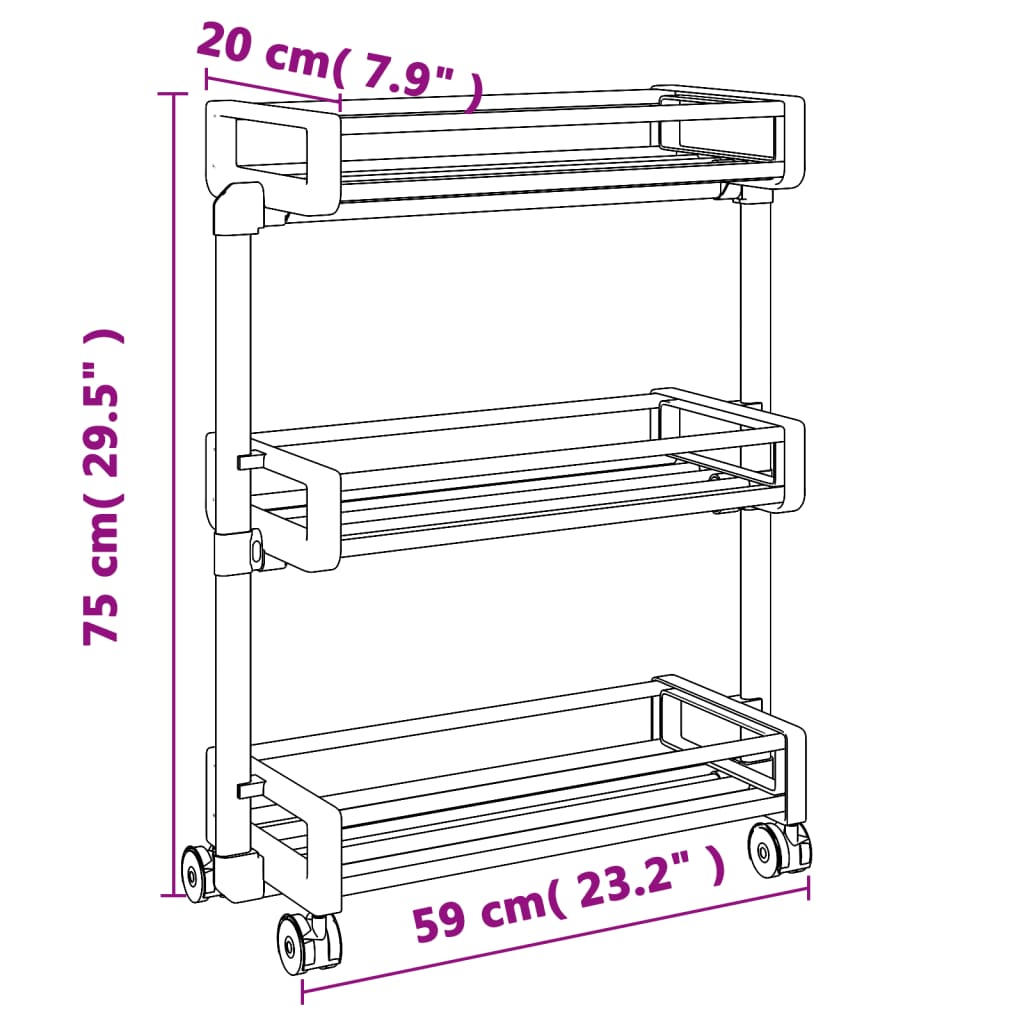 vidaXL Storage Trolley 23.2"x7.9"x29.5" Aluminum-4