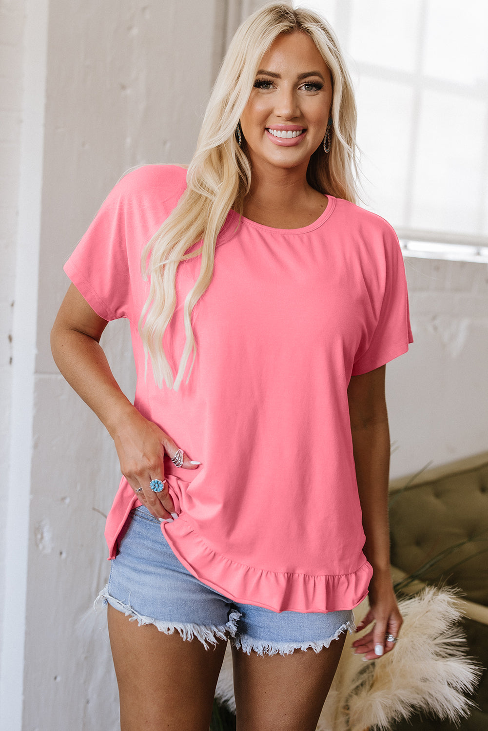 Kimber Frilled Hem Loose Top-3