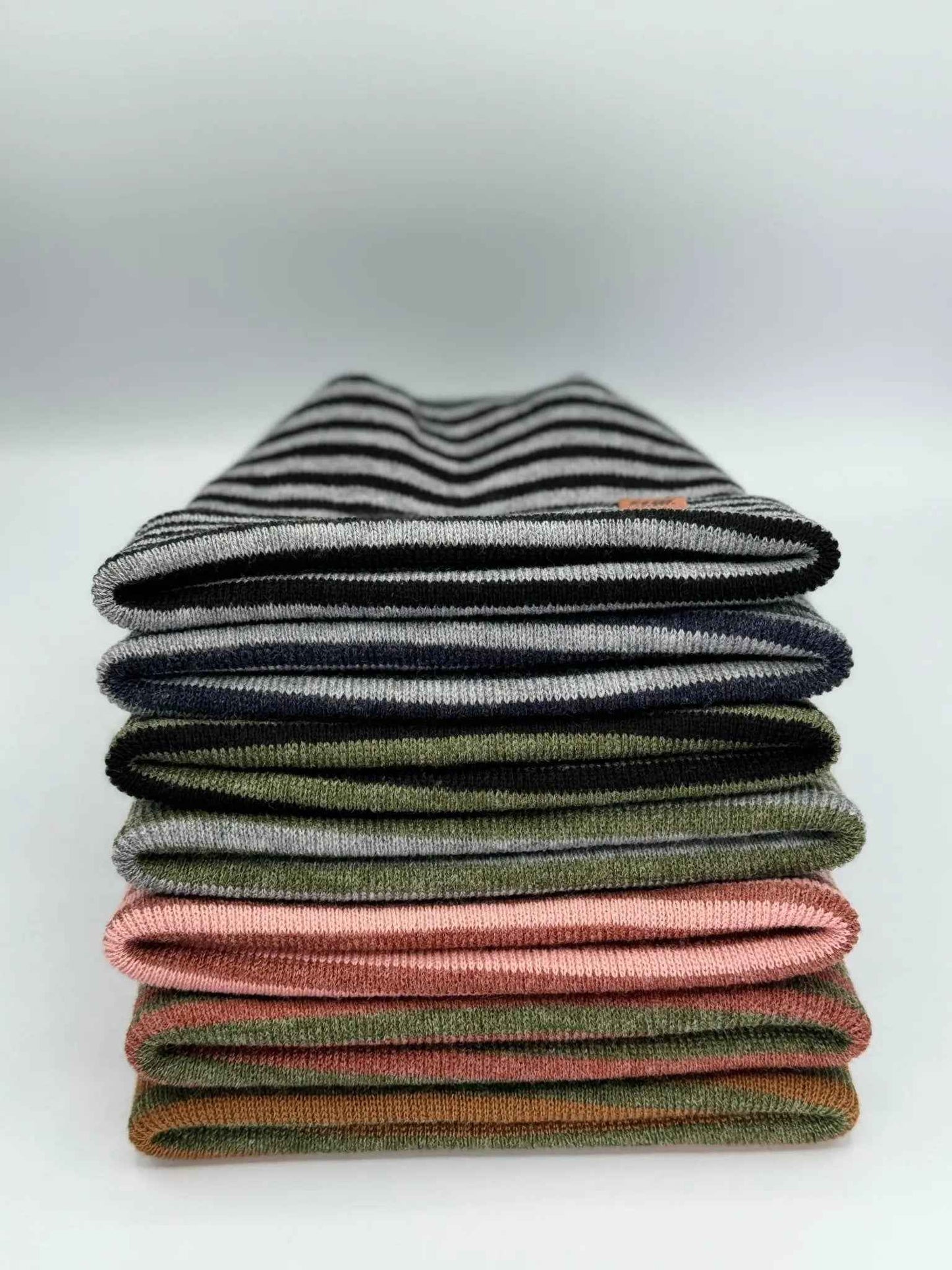 HAAKWEAR H Stitch RORO Cuffed Beanie (Patented Design) Gray / Denim, Made in USA-3