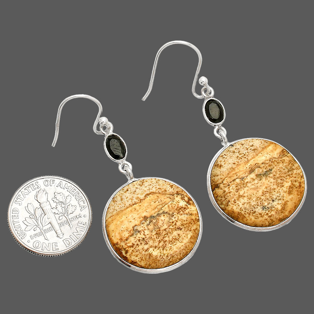 Natural Picture Jasper & Black Onyx Earrings E-1002 SDE83993-2