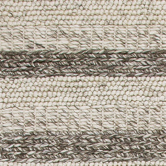 5' X 7' Brown Gray And Ivory New Zealand Lambs Wool Striped Hand Woven Area Rug-0