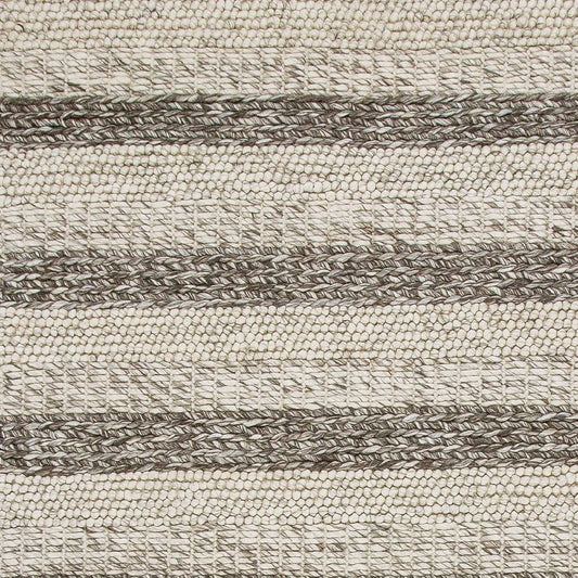 5' X 7' Brown Gray And Ivory New Zealand Lambs Wool Striped Hand Woven Area Rug-1