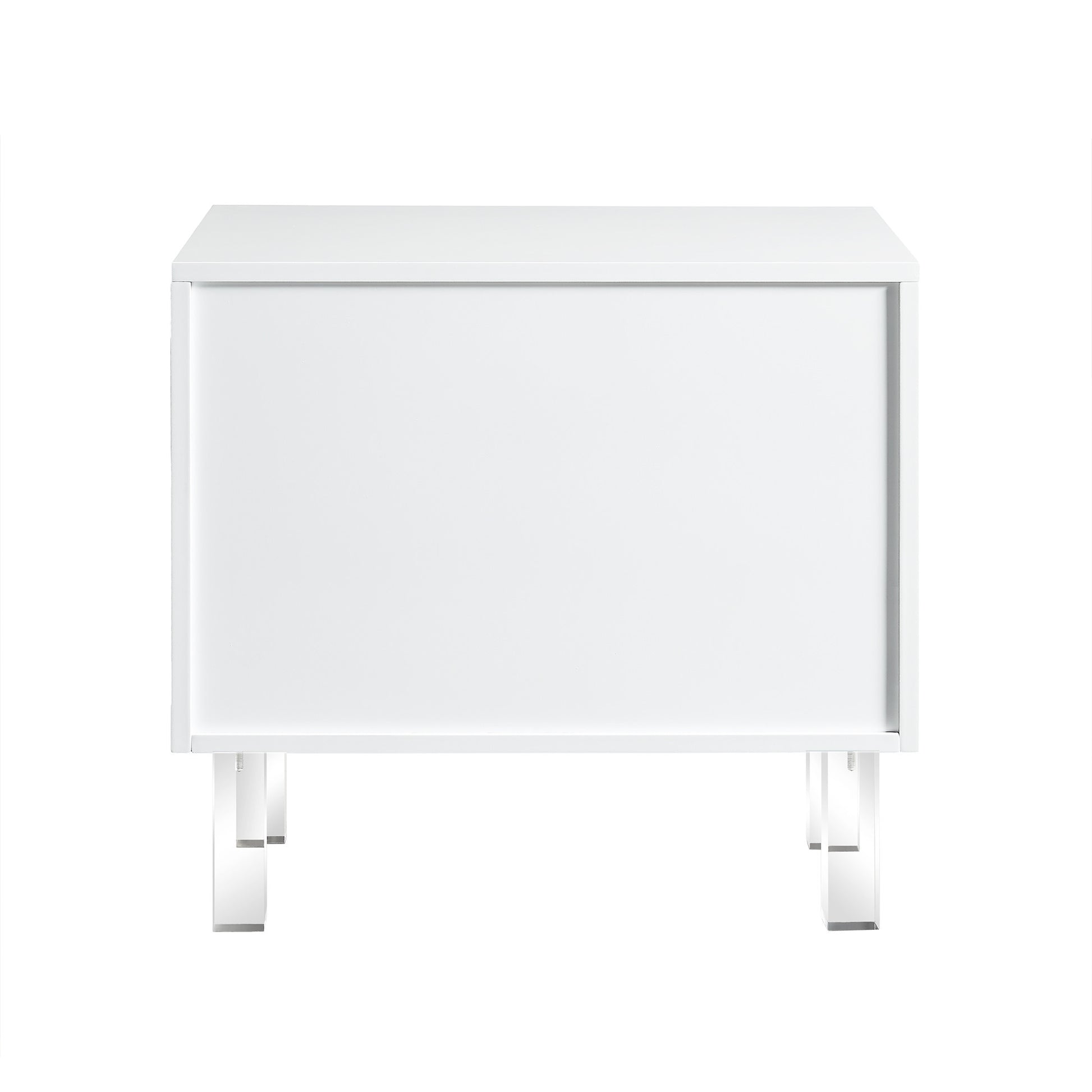 24" White and Clear Wood and Acrylic End Table With Two Drawers-3