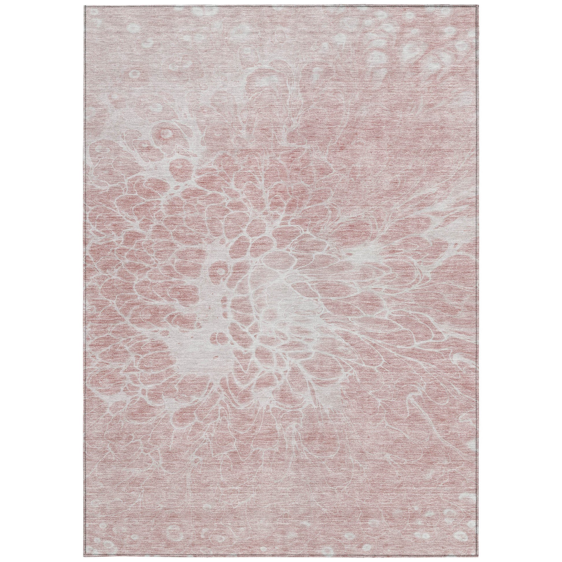 10' X 14' Pink Blush And Ivory Abstract Washable Indoor Outdoor Area Rug-5
