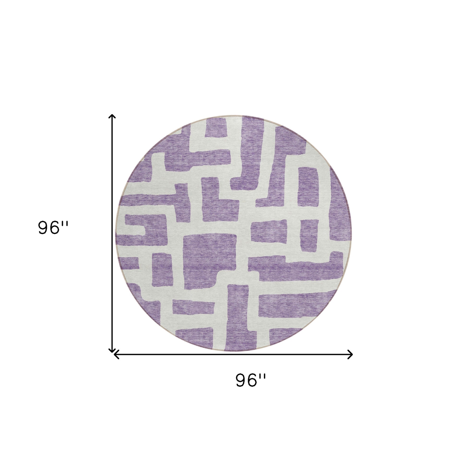 8' Purple And Ivory Round Abstract Washable Indoor Outdoor Area Rug-2