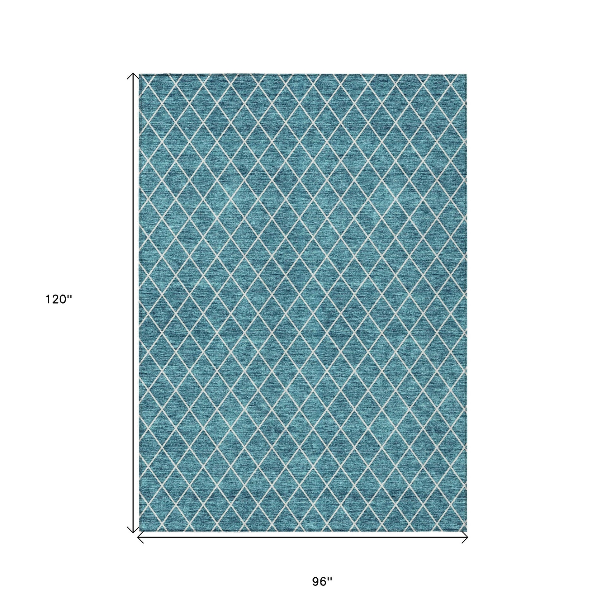 8' X 10' Teal Blue And Ivory Geometric Washable Indoor Outdoor Area Rug-2