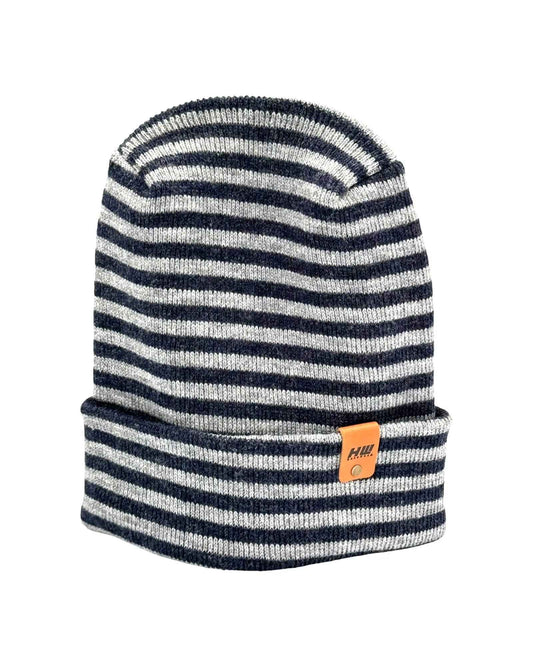 HAAKWEAR H Stitch RORO Cuffed Beanie (Patented Design) Gray / Denim, Made in USA-0