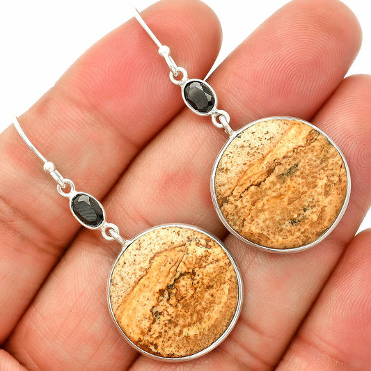 Natural Picture Jasper & Black Onyx Earrings E-1002 SDE83993-0